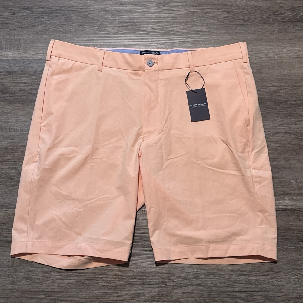Peter Millar Crown Crafted Size 36 Orange Sorbet Surge Performance Golf Shorts